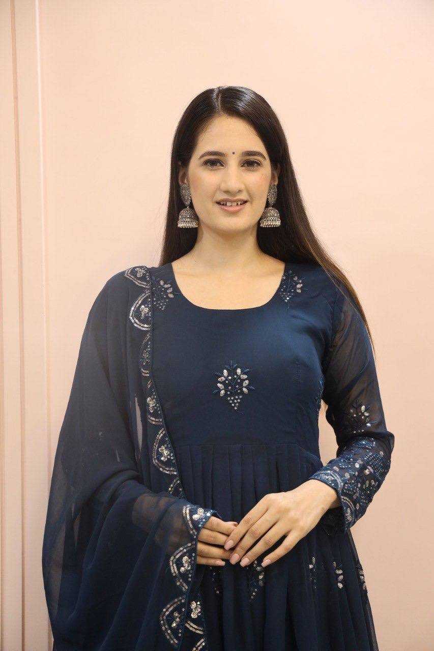 YNF Wholesale Faux Georgette Embroidery Gowns KESH526 G55 | Surat Manufacturer