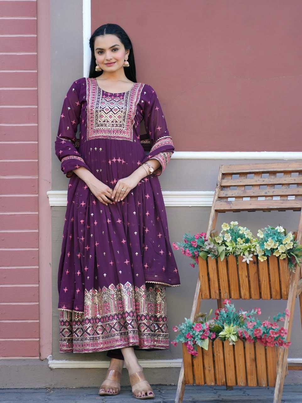 YNF Wholesale Faux Georgette Georgette Gown RIN232 50 | Surat Manufacturer