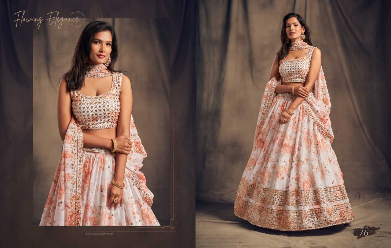 YNF Wholesale Organza Embroidered Lehenga KESH113 ZEEL CLOTHING FLORAL VOL-2 7611-16 | Surat Manufacturer