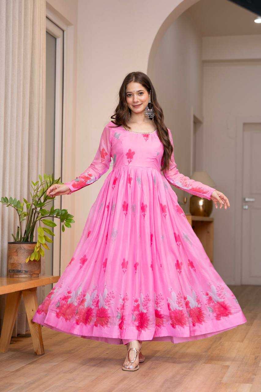 YNF Wholesale Organza Floral Print Gowns KESH617 16 | Surat Manufacturer