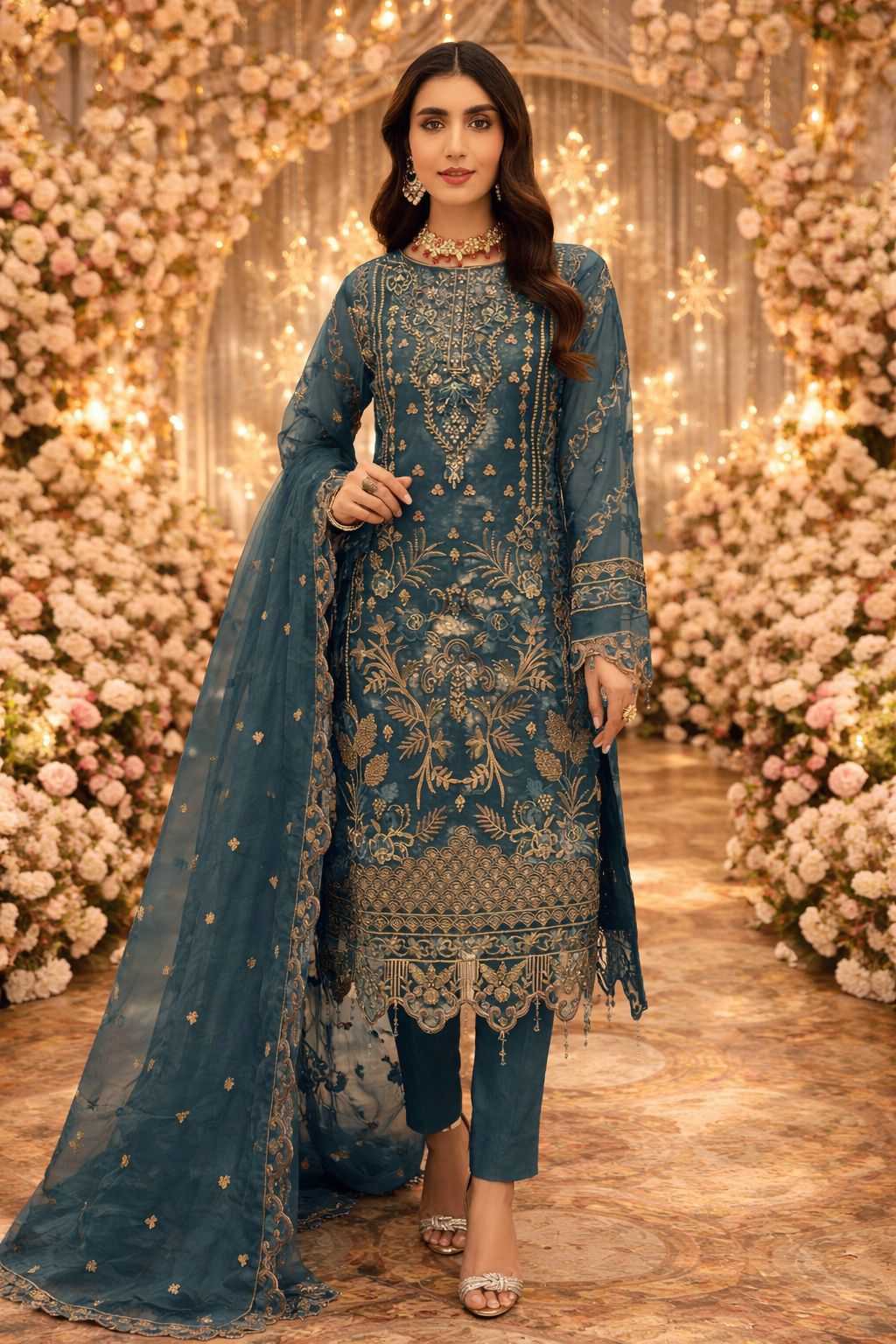 YNF Wholesale Organza Semi Stitched Suits KESH745 1305 | Surat Manufacturer