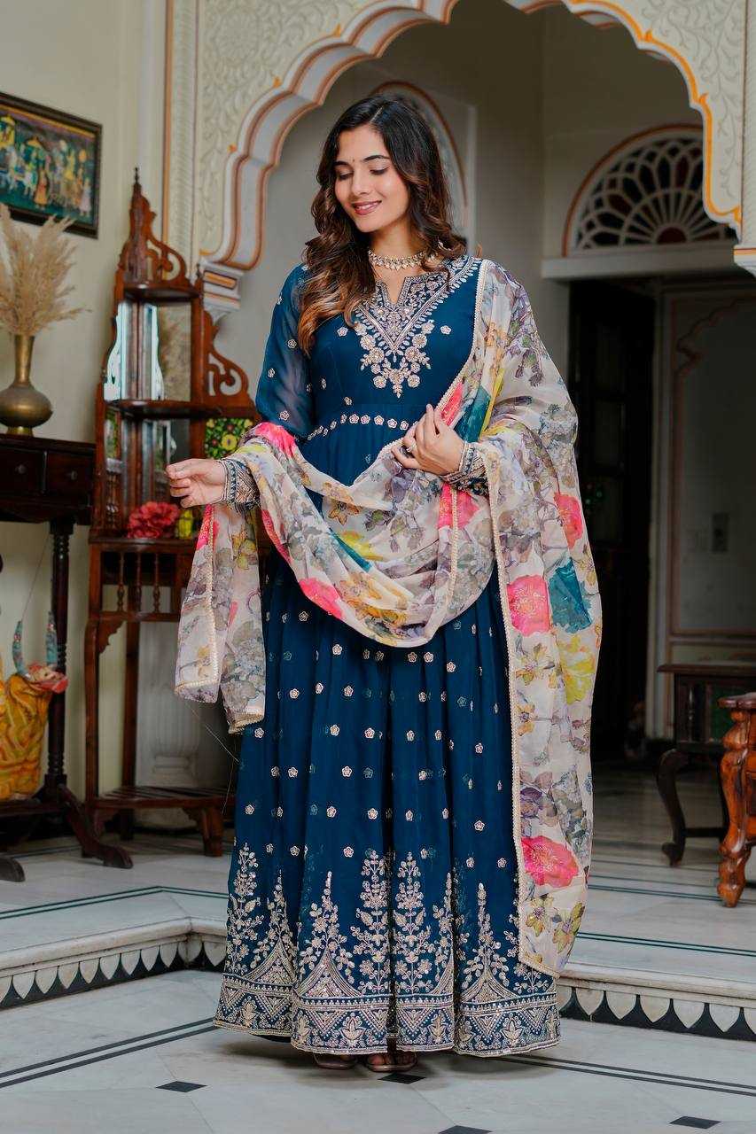 YNF Wholesale Organza Georgette Gown RIN133 55 | Surat Manufacturer