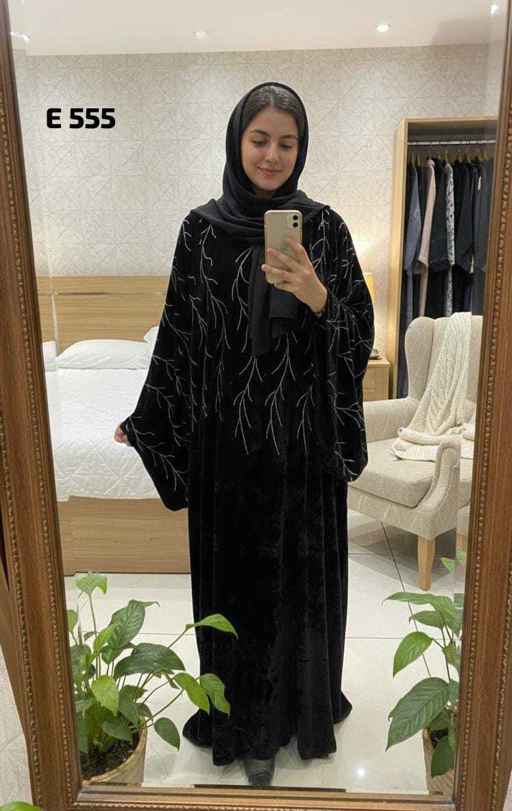 YNF Wholesale Velvet Abaya KESH611 E-555 | Surat Manufacturer