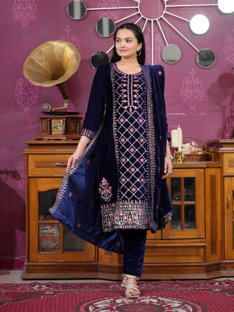 YNF Wholesale Viscose Velvet Suits RIN232 31 | Surat Manufacturer
