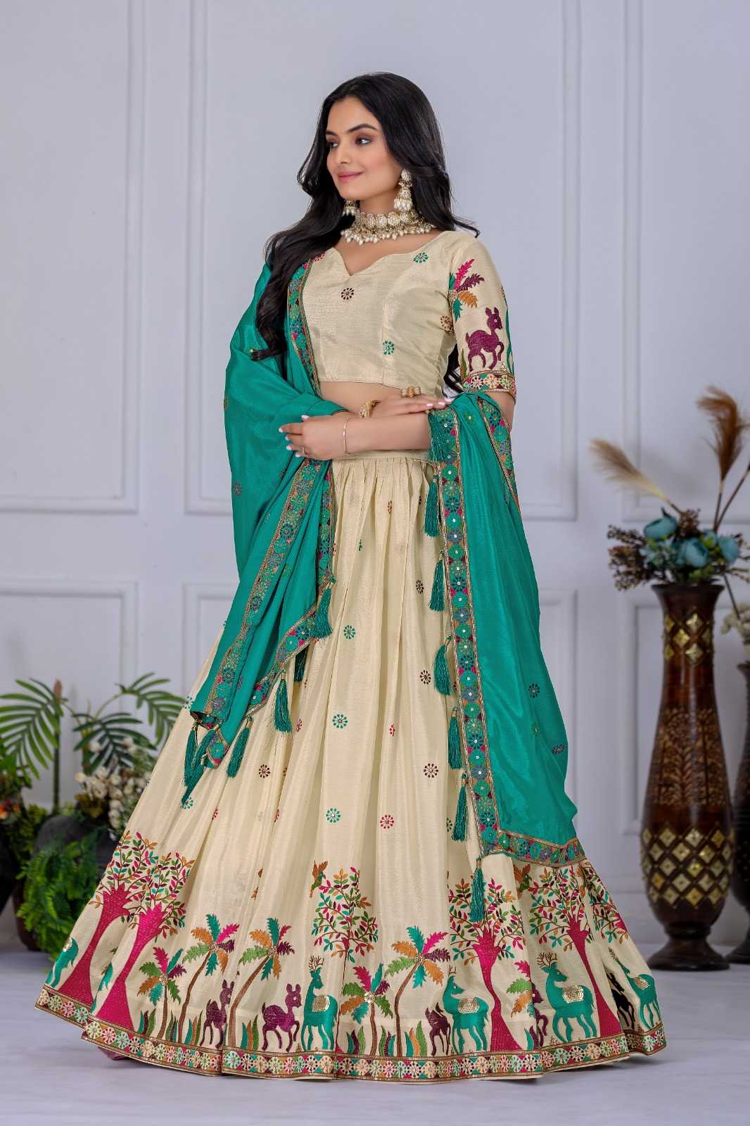 YNF Wholesale Chinon Silk Kalamkari Lehenga  | Surat Manufacturer