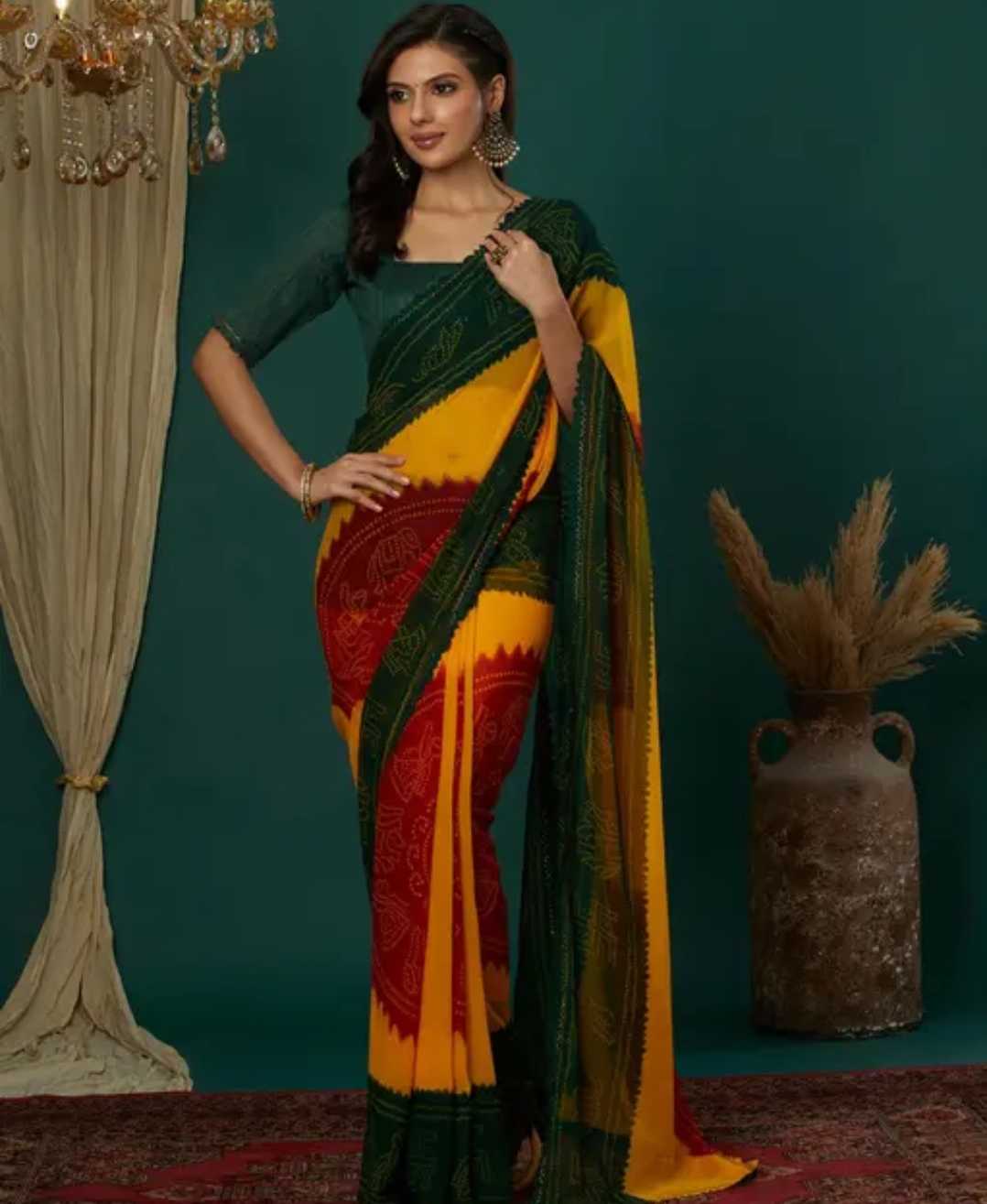 YNF Wholesale Georgette Rajasthani Sarees  | Surat Manufacturer