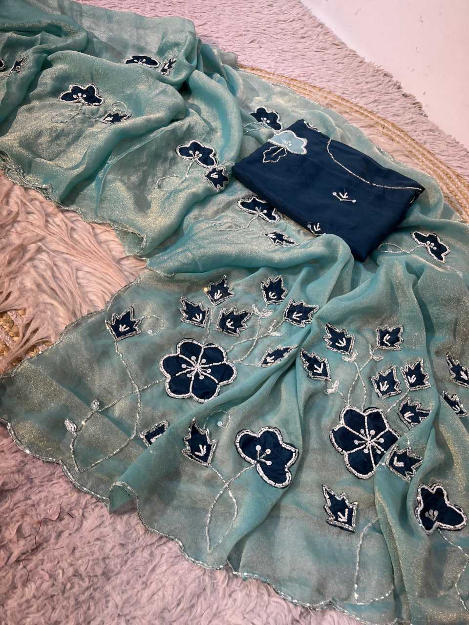 YNF Wholesale Dull Moss Hand Work Sarees  | Surat Manufacturer