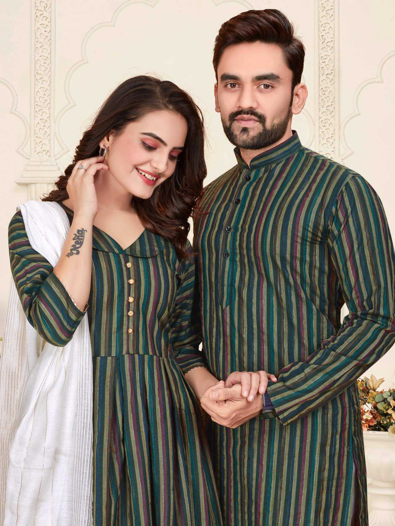 YNF Wholesale Cotton Couple Matching Ethnic Outfits  | Surat Manufacturer