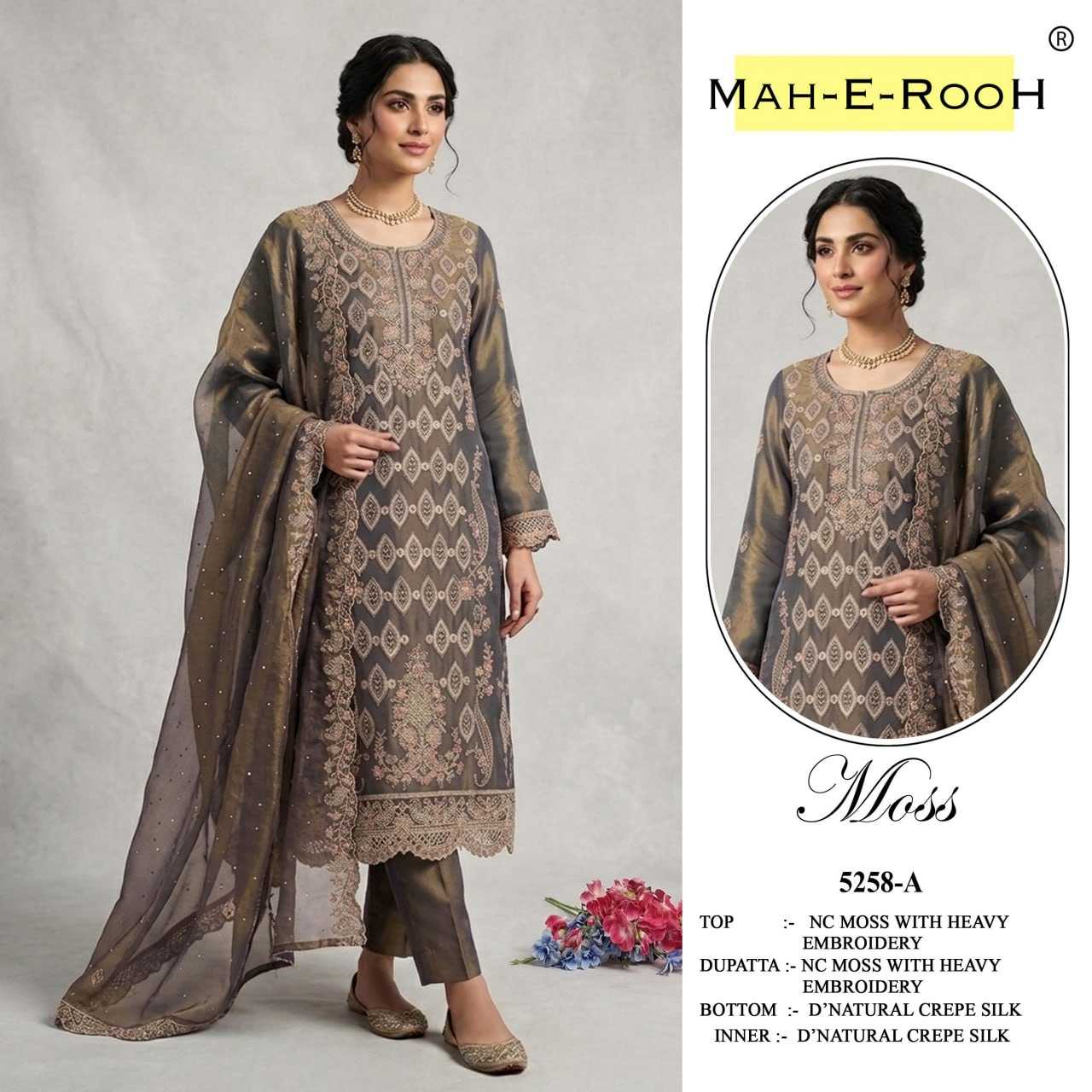 YNF Wholesale Dull Moss Embroidery Suits KESH704 5258 | Surat Manufacturer