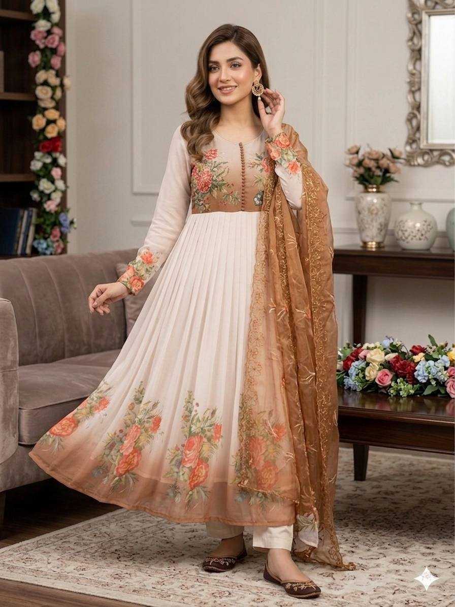 YNF Wholesale Faux Georgette Printed Gowns KESH513 586 | Surat Manufacturer