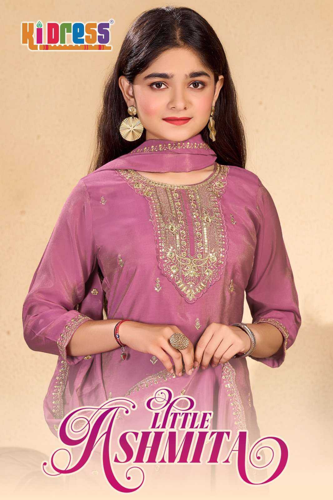 YNF Wholesale Heavy Roman Silk Kids Suit KESH448 Little Ashmita | Surat Manufacturer
