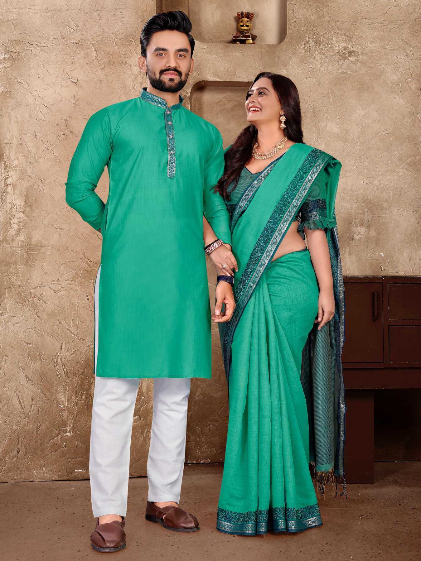 YNF Wholesale Linen Couple Matching Ethnic Outfits KESH620 Man~Mohini | Surat Manufacturer