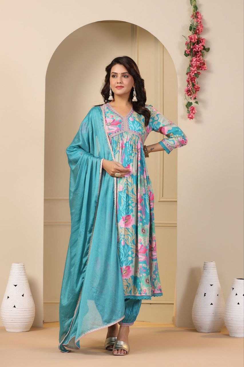 YNF Wholesale Muslin Printed Gowns KESH563 Anikaah | Surat Manufacturer