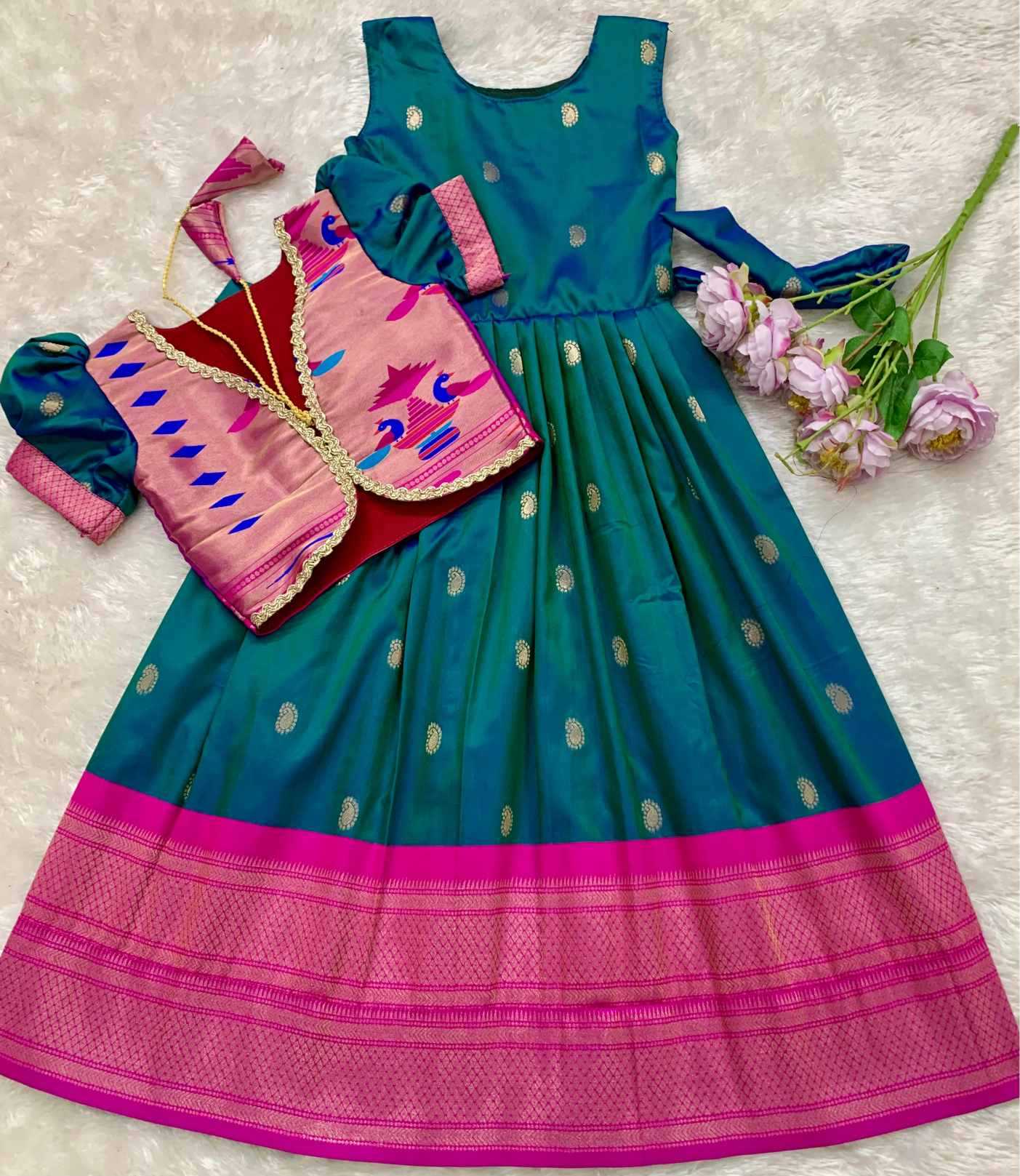 YNF Wholesale Paithani Silk Kids Designer Frock KESH685 Over Coat | Surat Manufacturer
