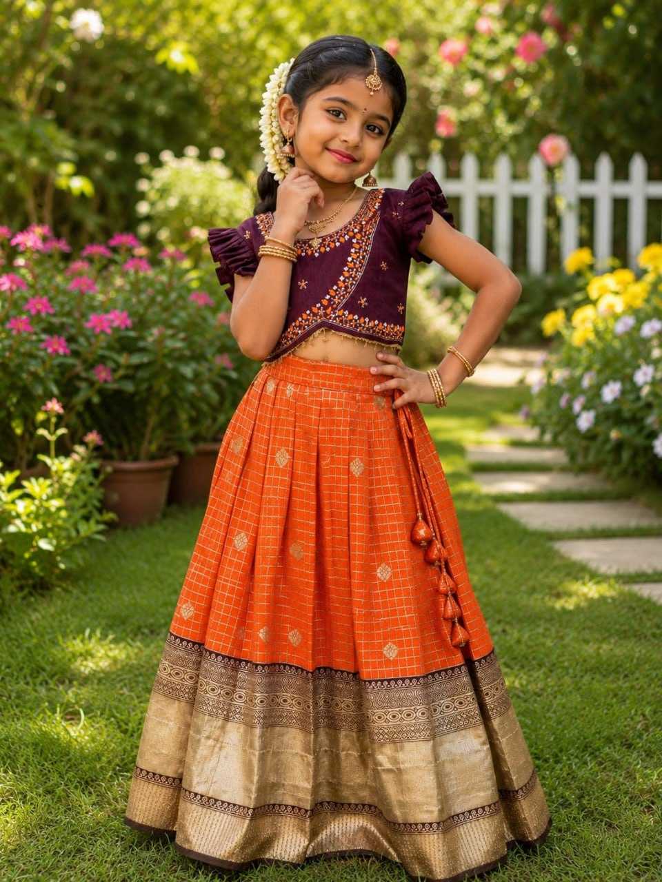 YNF Wholesale Pure Silk Kids Lehenga KESH505 pavadai | Surat Manufacturer