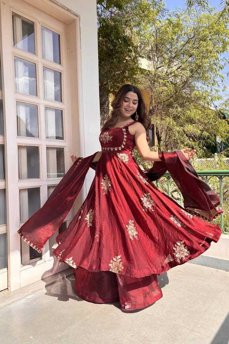 YNF Wholesale Satin Embroidery Gowns KESH513 584 | Surat Manufacturer