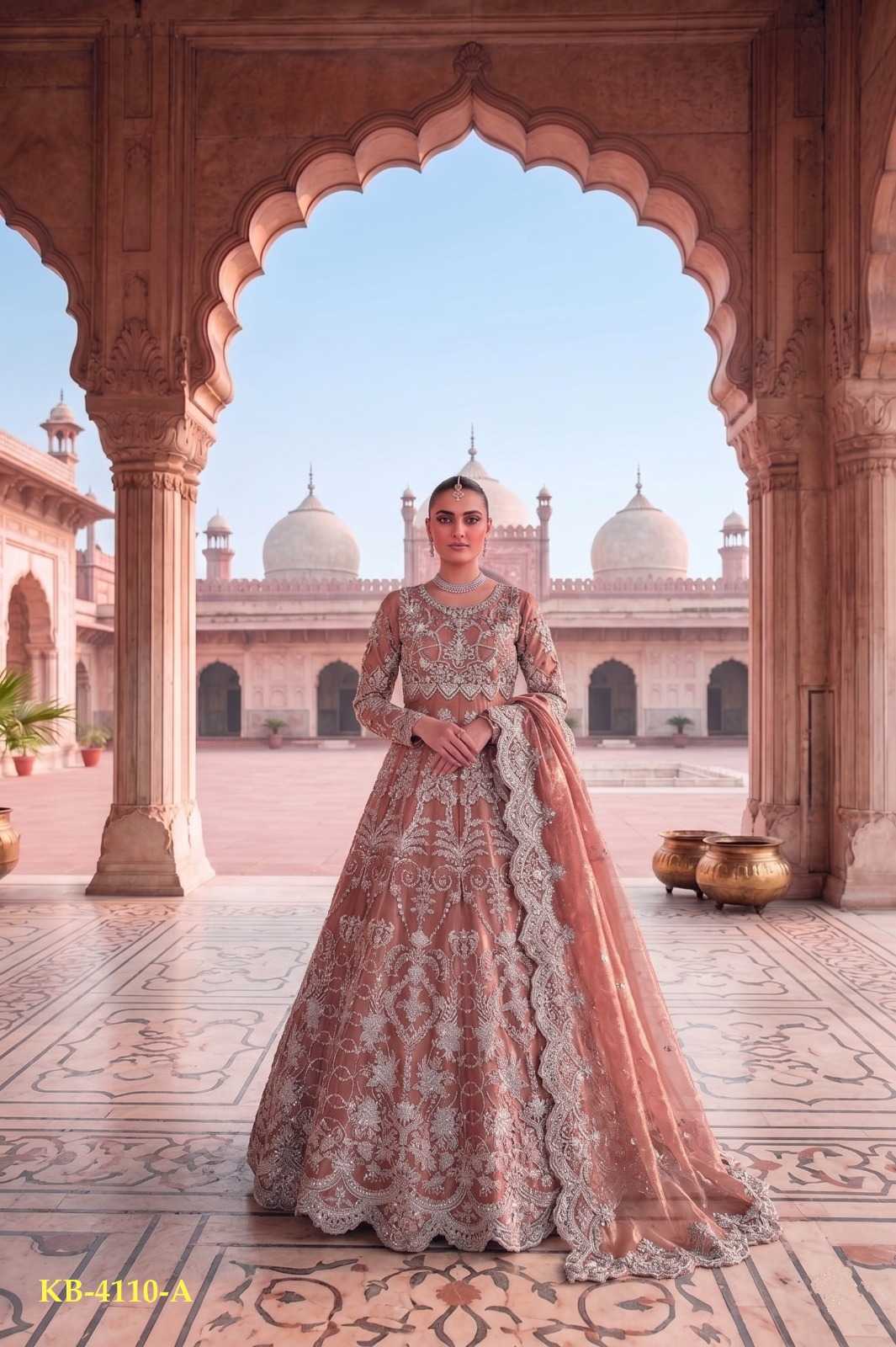 YNF Wholesale Twill Net Embroidery Gowns KESH530 4110 | Surat Manufacturer