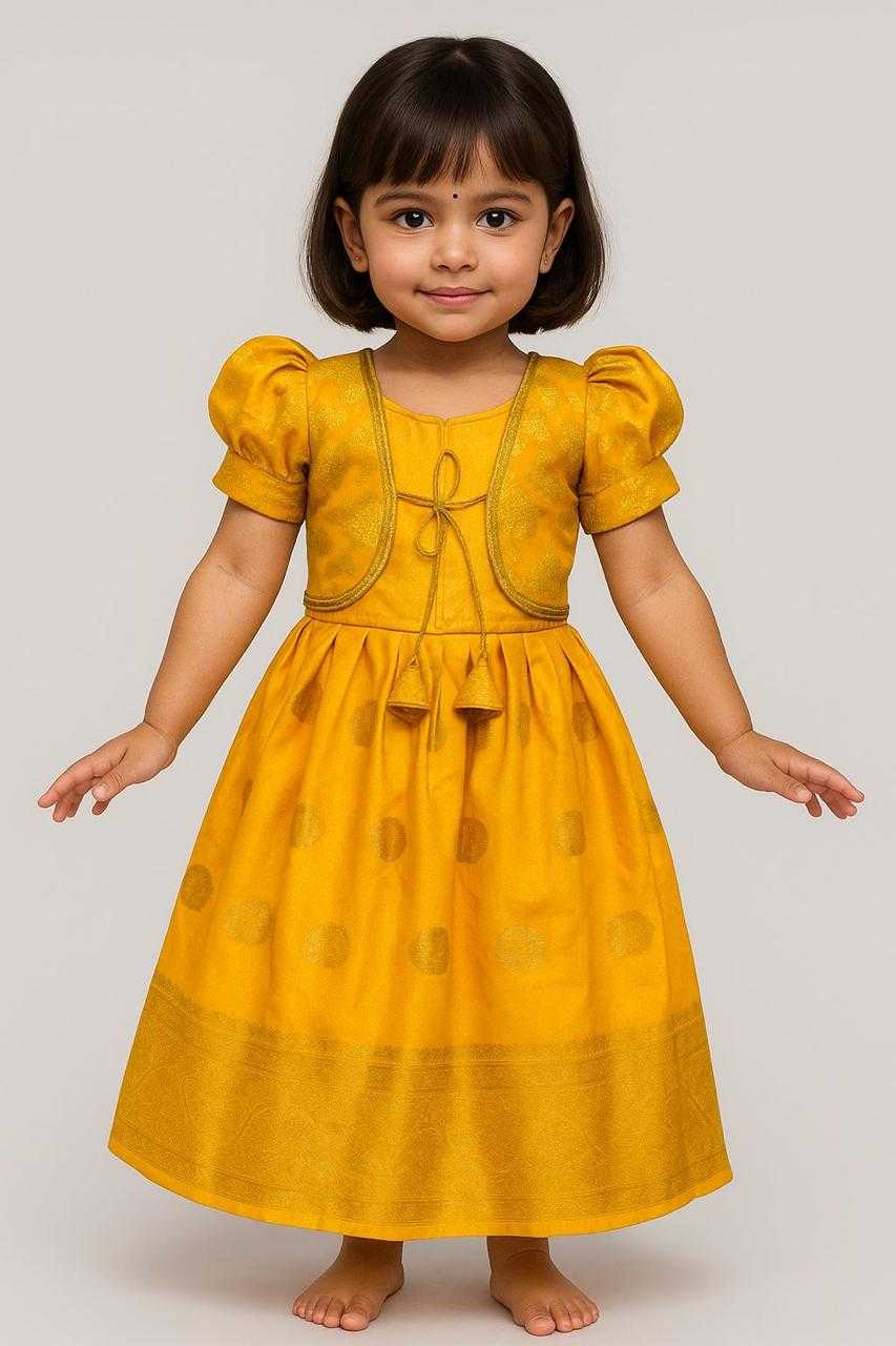 YNF Wholesale Zari Silk Kids Gown RIN235 with zari | Surat Manufacturer