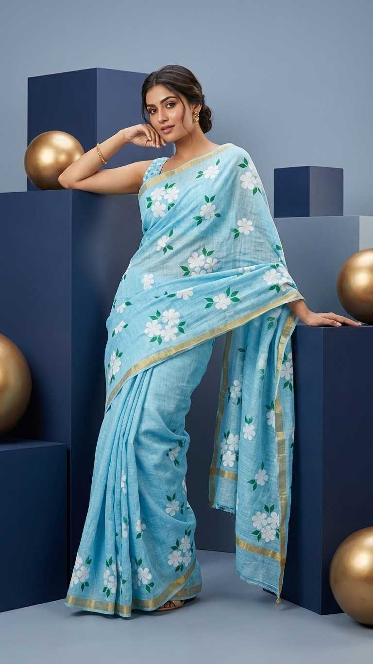 YNF Wholesale Linen Printed Sarees  | Surat Manufacturer