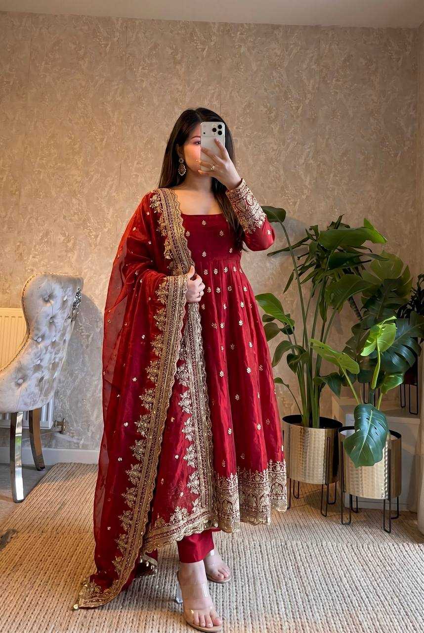 YNF Wholesale Silk Embroidery Gowns  | Surat Manufacturer