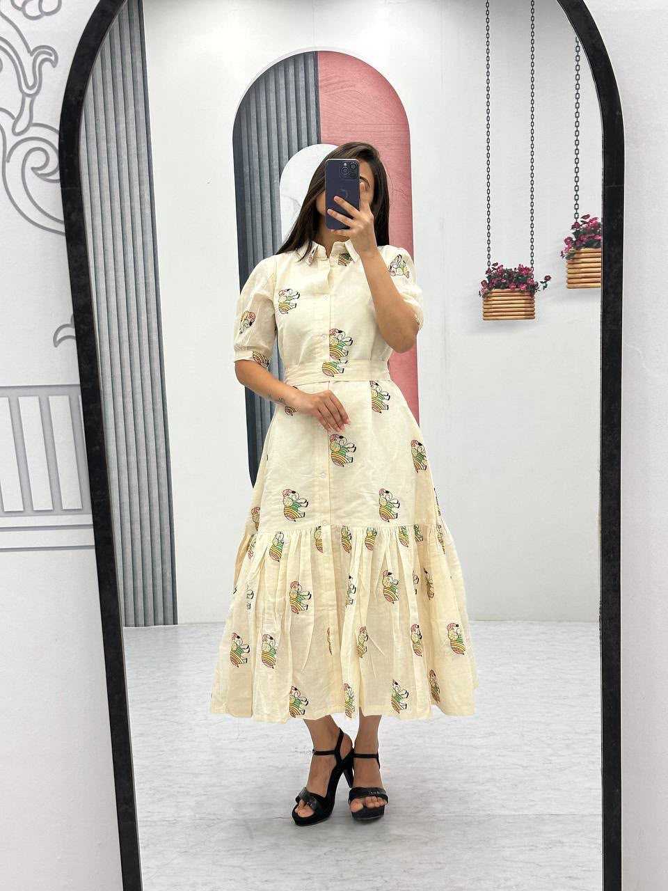 YNF Wholesale Cotton Embroidery Gowns  | Surat Manufacturer