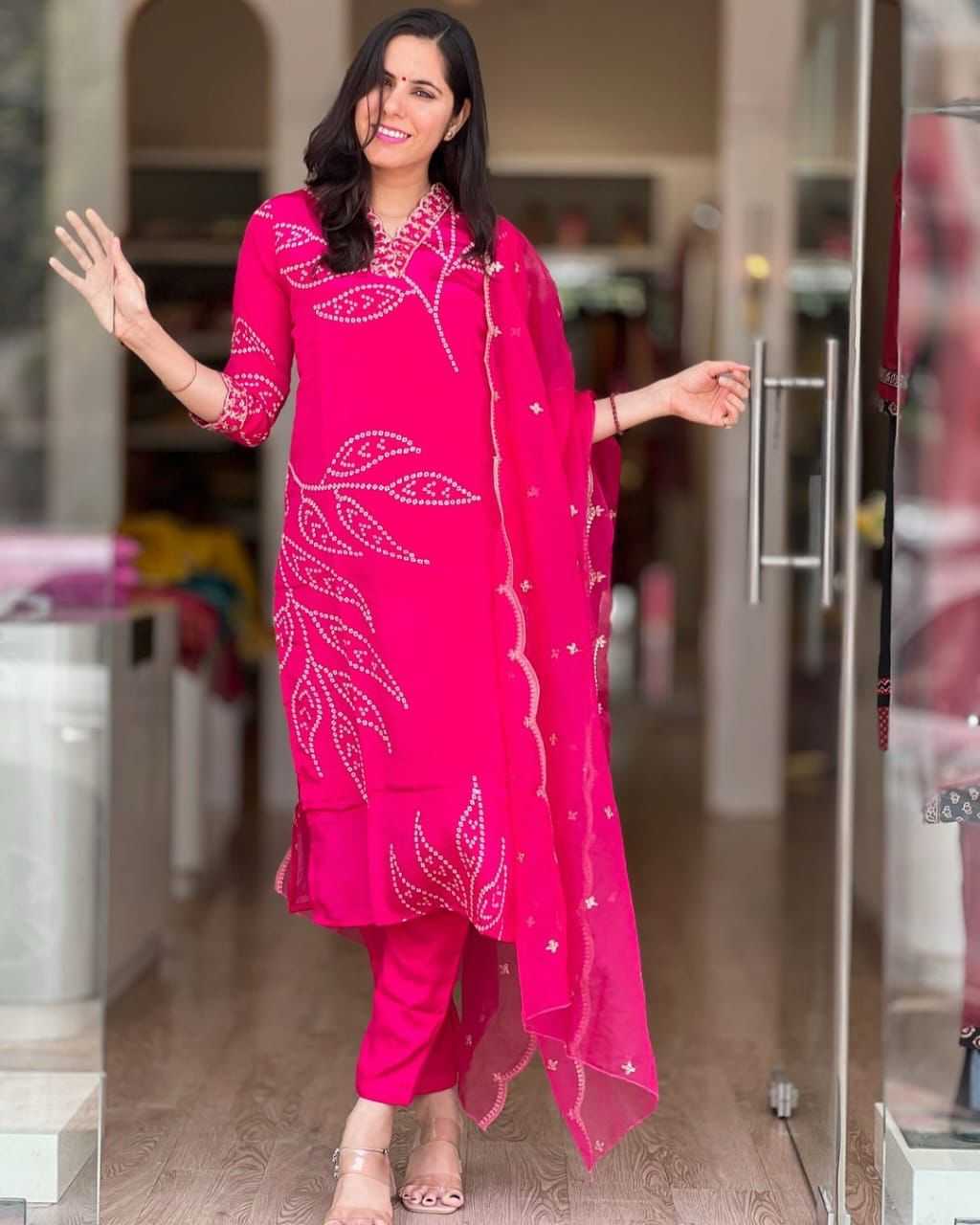 YNF Wholesale Chinon Silk Ladies Suits  | Surat Manufacturer