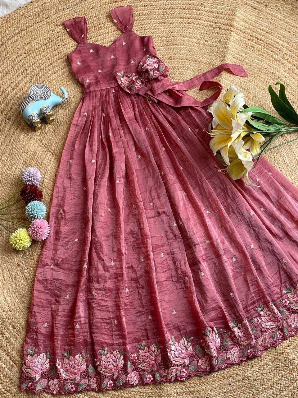 YNF Wholesale Soft Gold Crush Kids Gown  | Surat Manufacturer