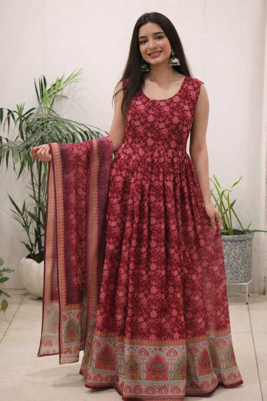 YNF Wholesale Organza Printed Gowns  | Surat Manufacturer
