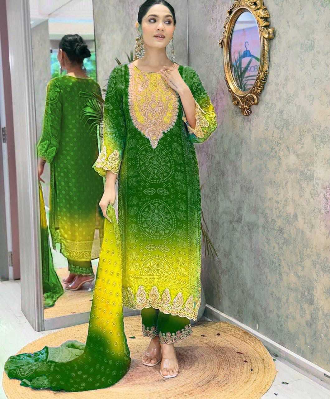 YNF Wholesale Chinon Printed Kurtis  | Surat Manufacturer