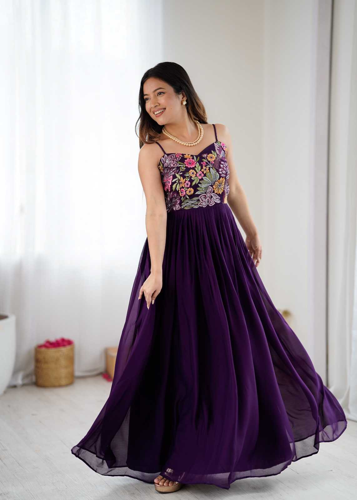 YNF Wholesale Premium Georgette Embroidery Gowns  | Surat Manufacturer