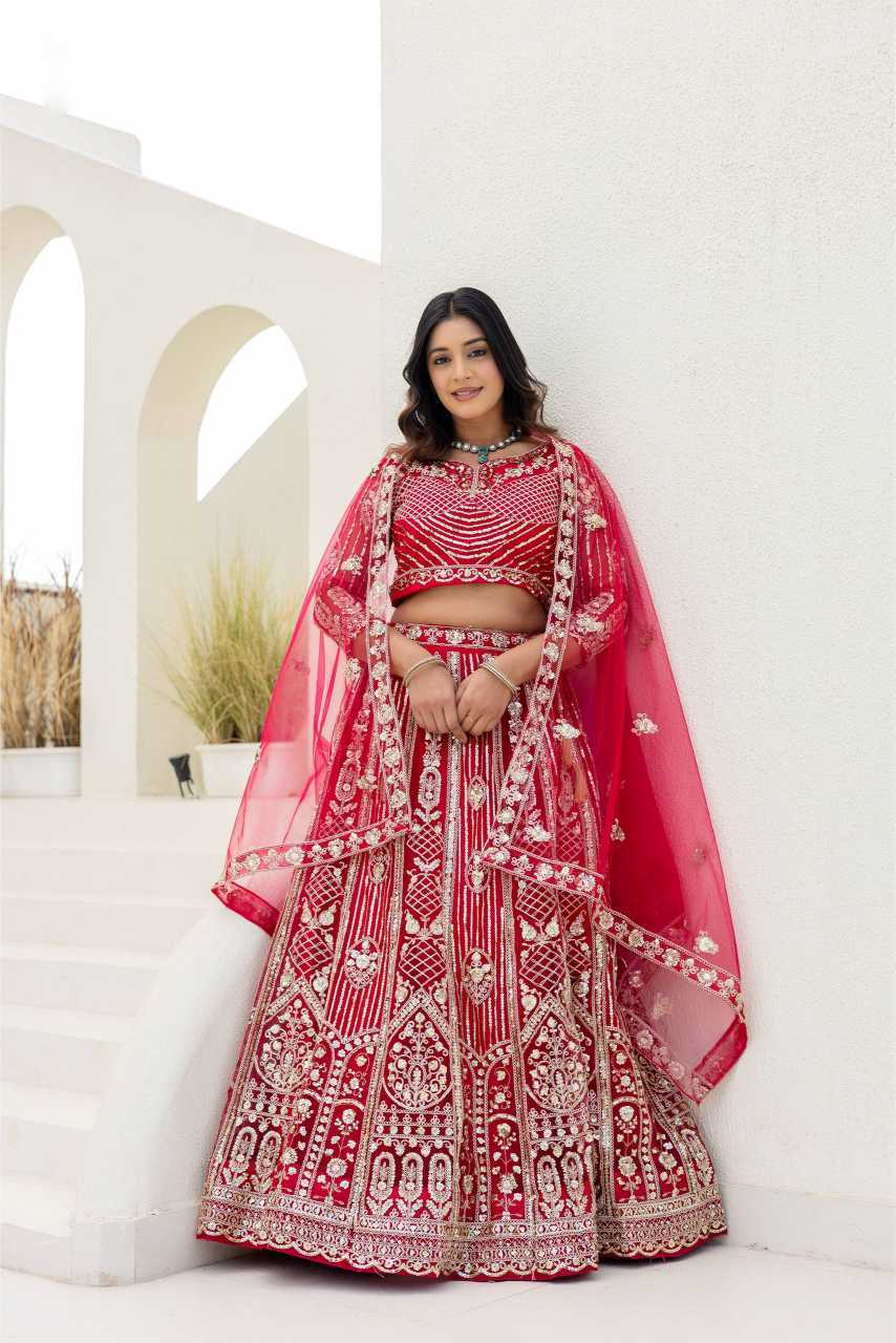 YNF Wholesale Butterfly Net Embroidered Lehenga  | Surat Manufacturer