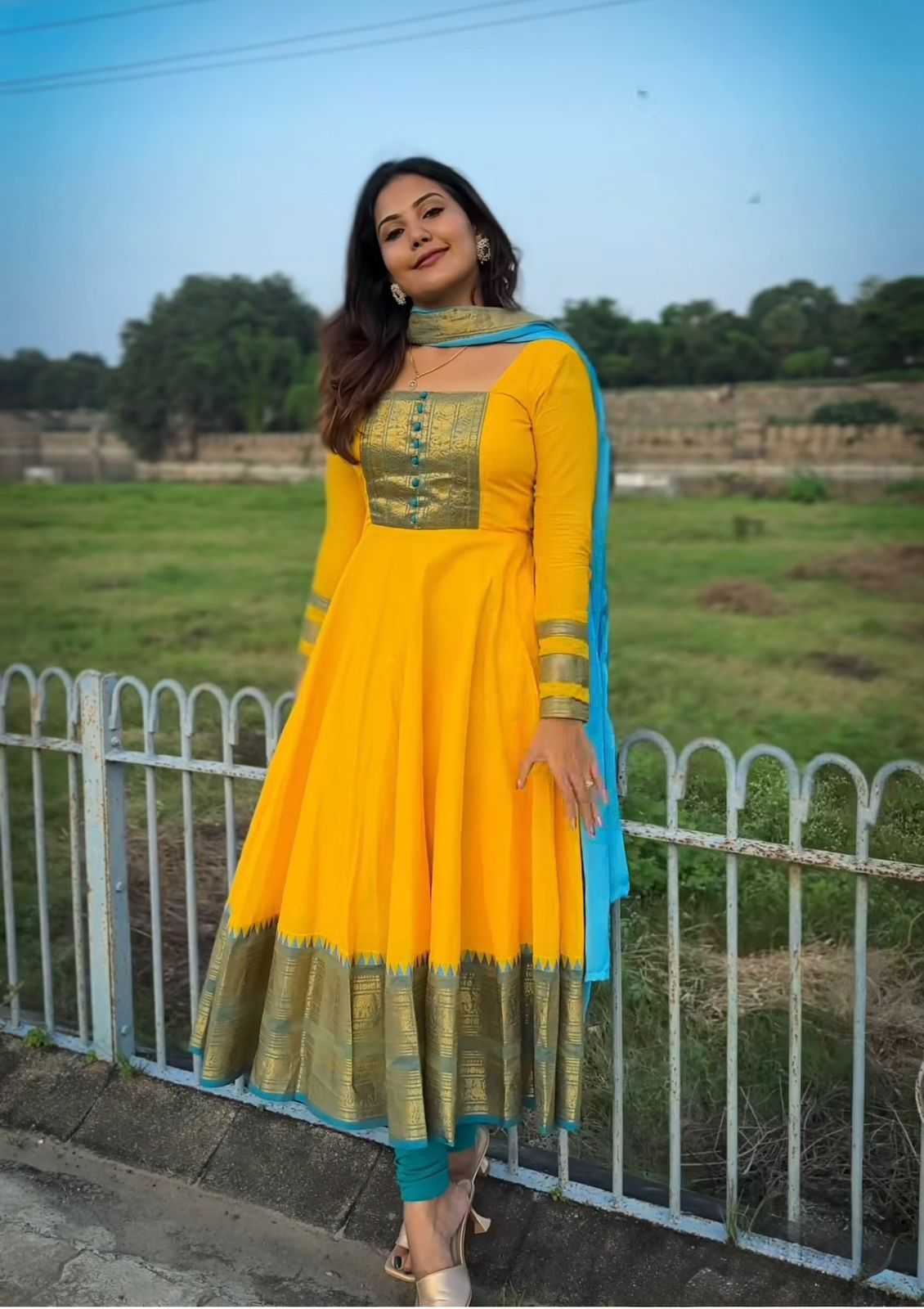 YNF Wholesale Chanderi Cotton Party Gowns  | Surat Manufacturer