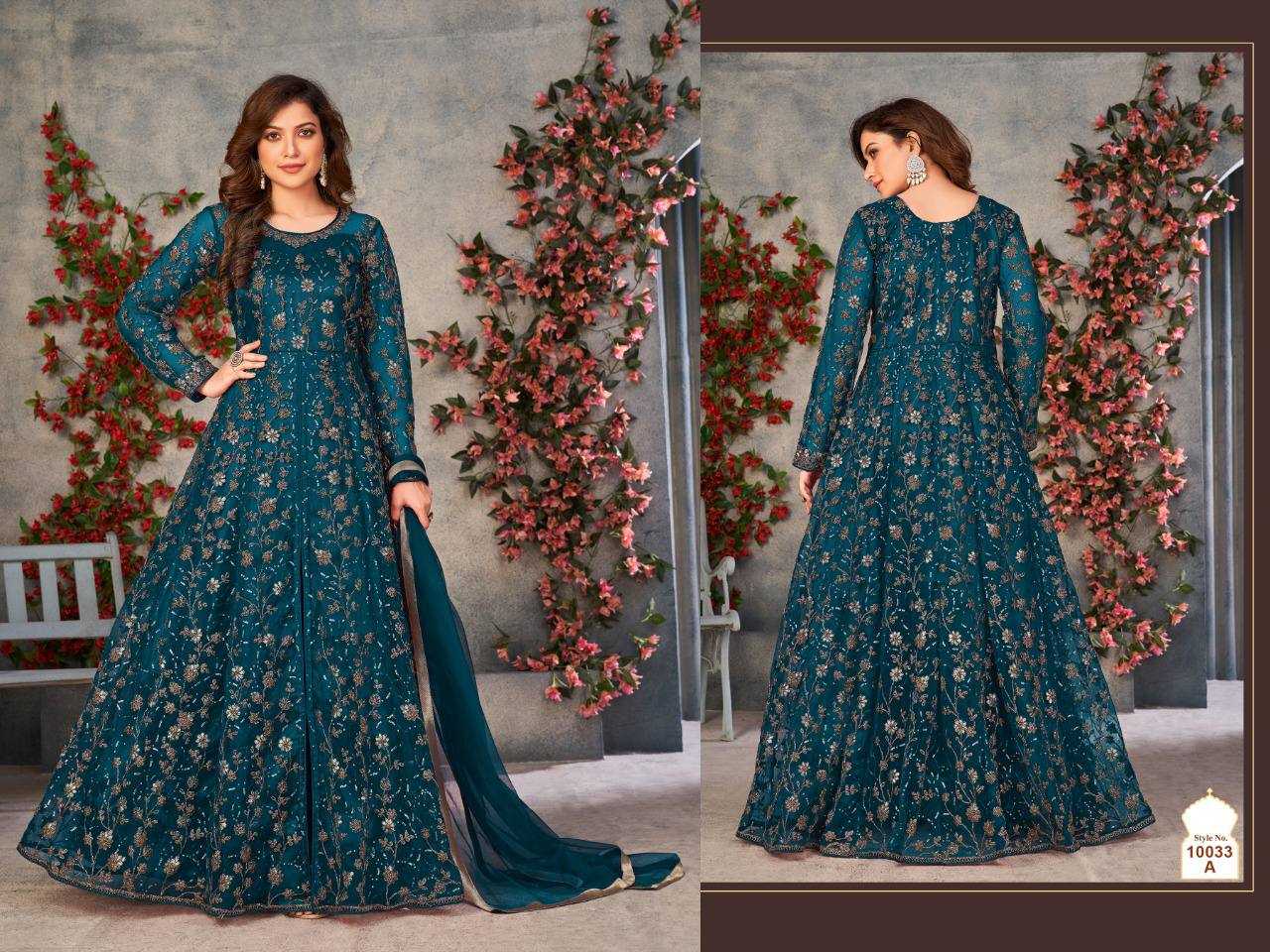 YNF Wholesale Butterfly Net Embroidery Gowns  | Surat Manufacturer