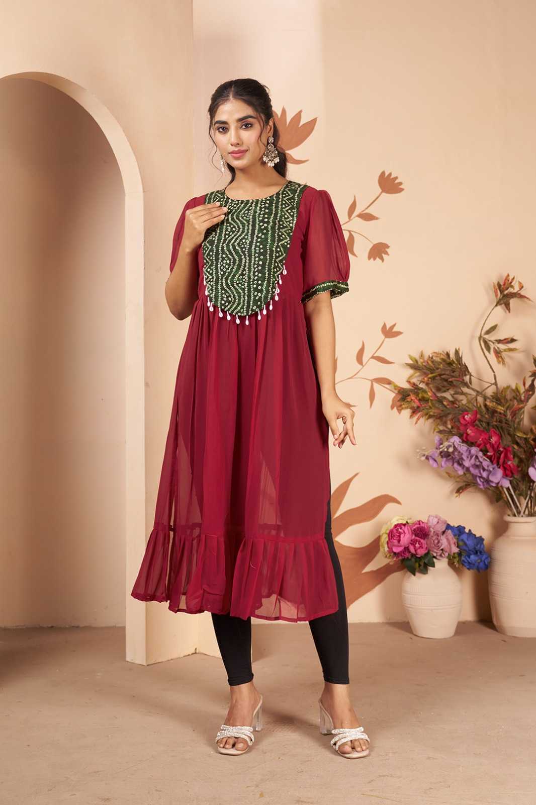 YNF Wholesale Georgette Designer Kurtis  | Surat Manufacturer