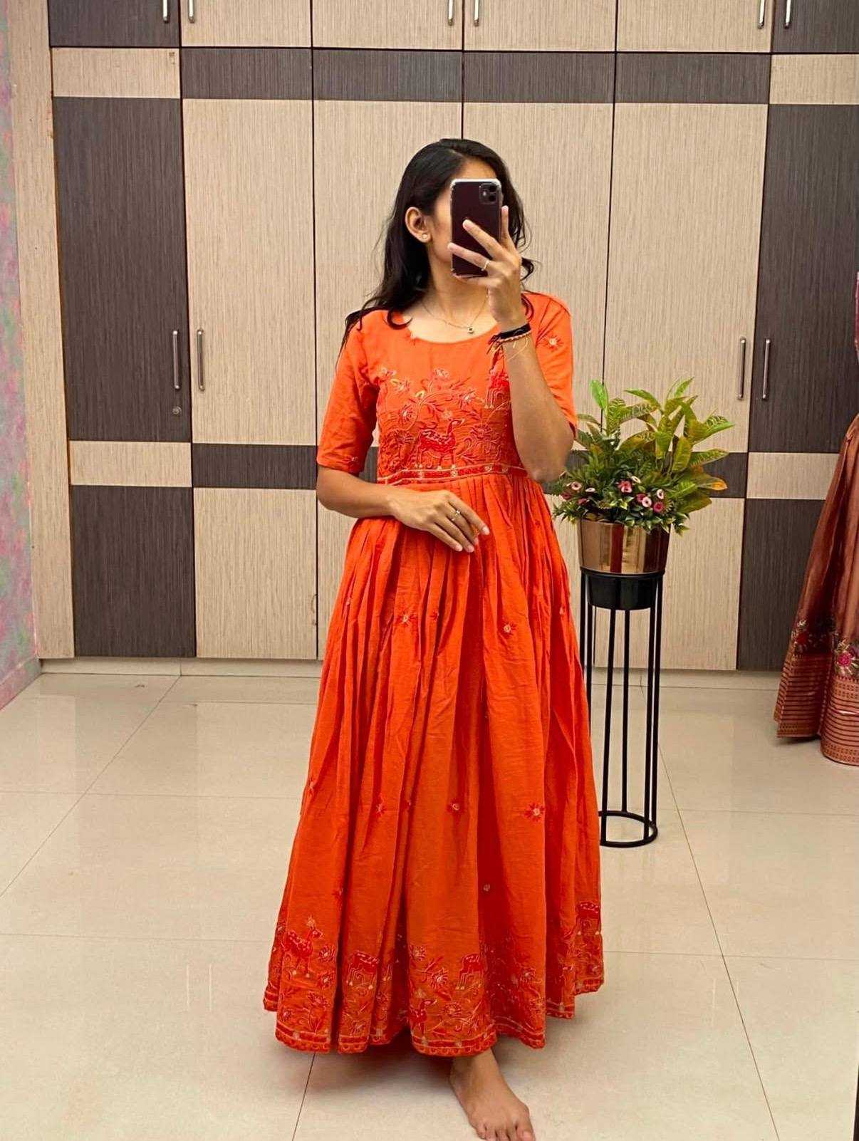 YNF Wholesale Pure Cotton Embroidered Gown  | Surat Manufacturer