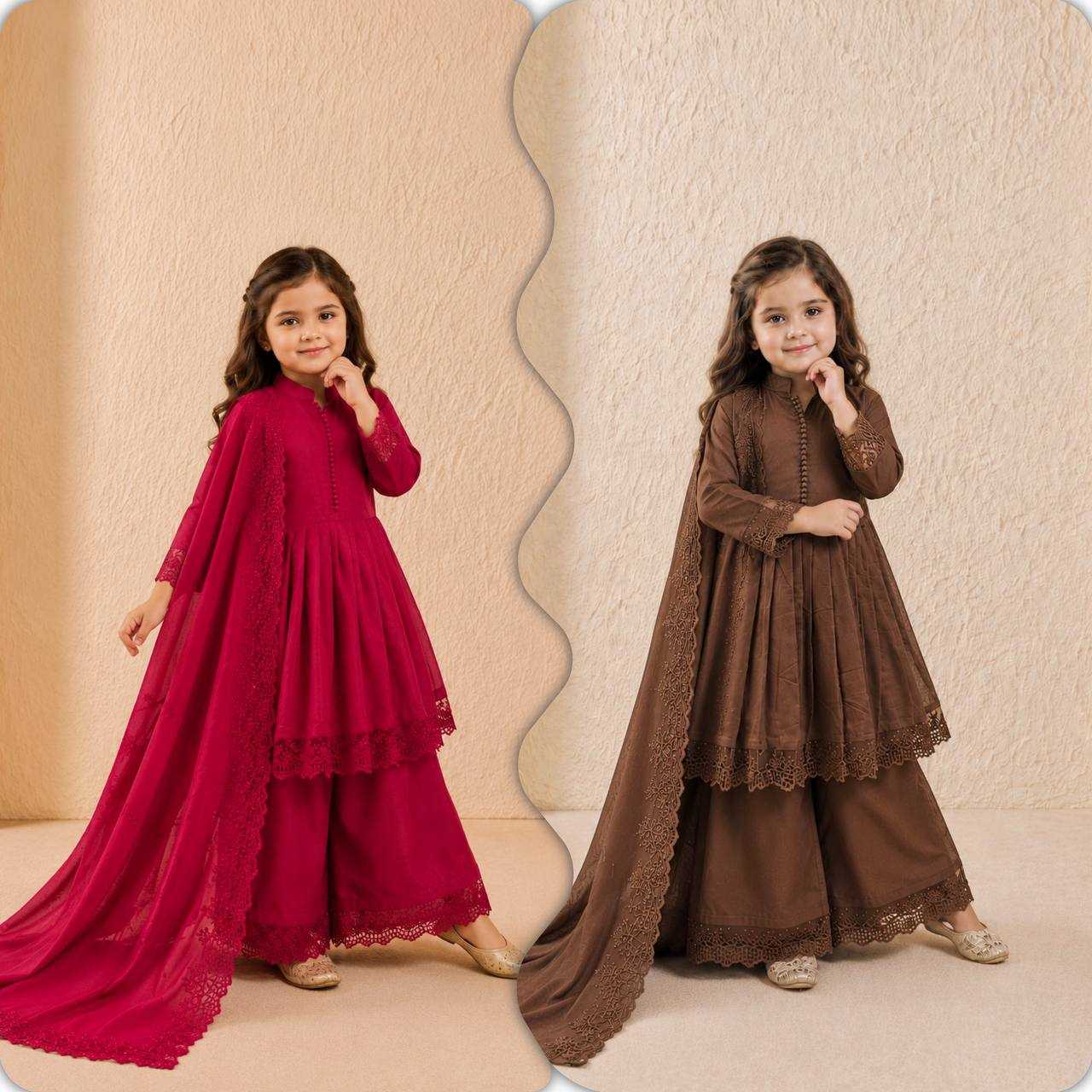 YNF Wholesale Heavy Roman Silk Kids Gown  | Surat Manufacturer
