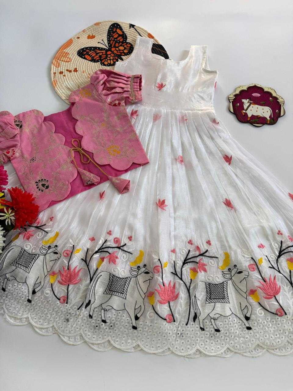 YNF Wholesale Crush Silk Kids Gown  | Surat Manufacturer