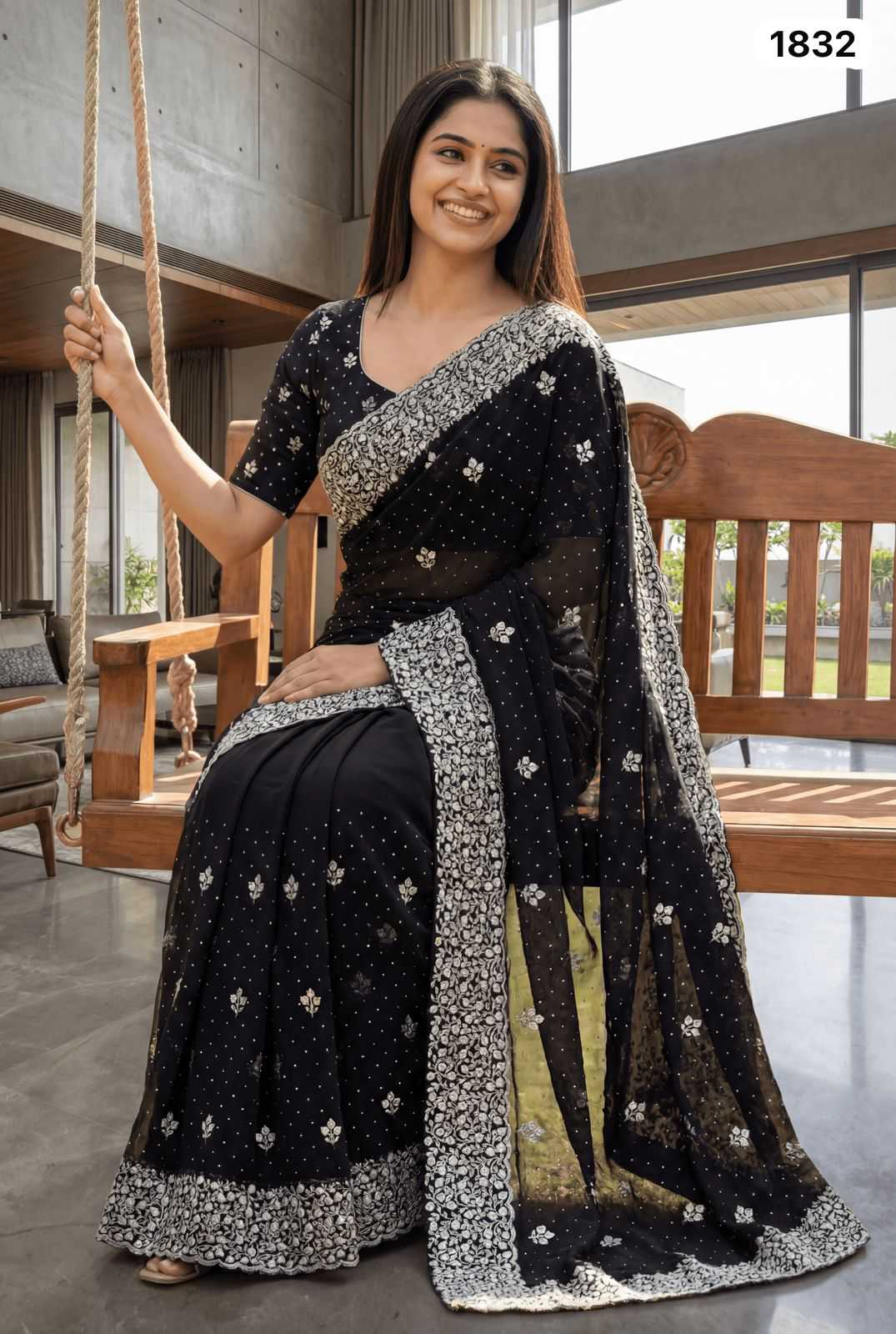 YNF Wholesale Fancy Embroidered Sarees  | Surat Manufacturer
