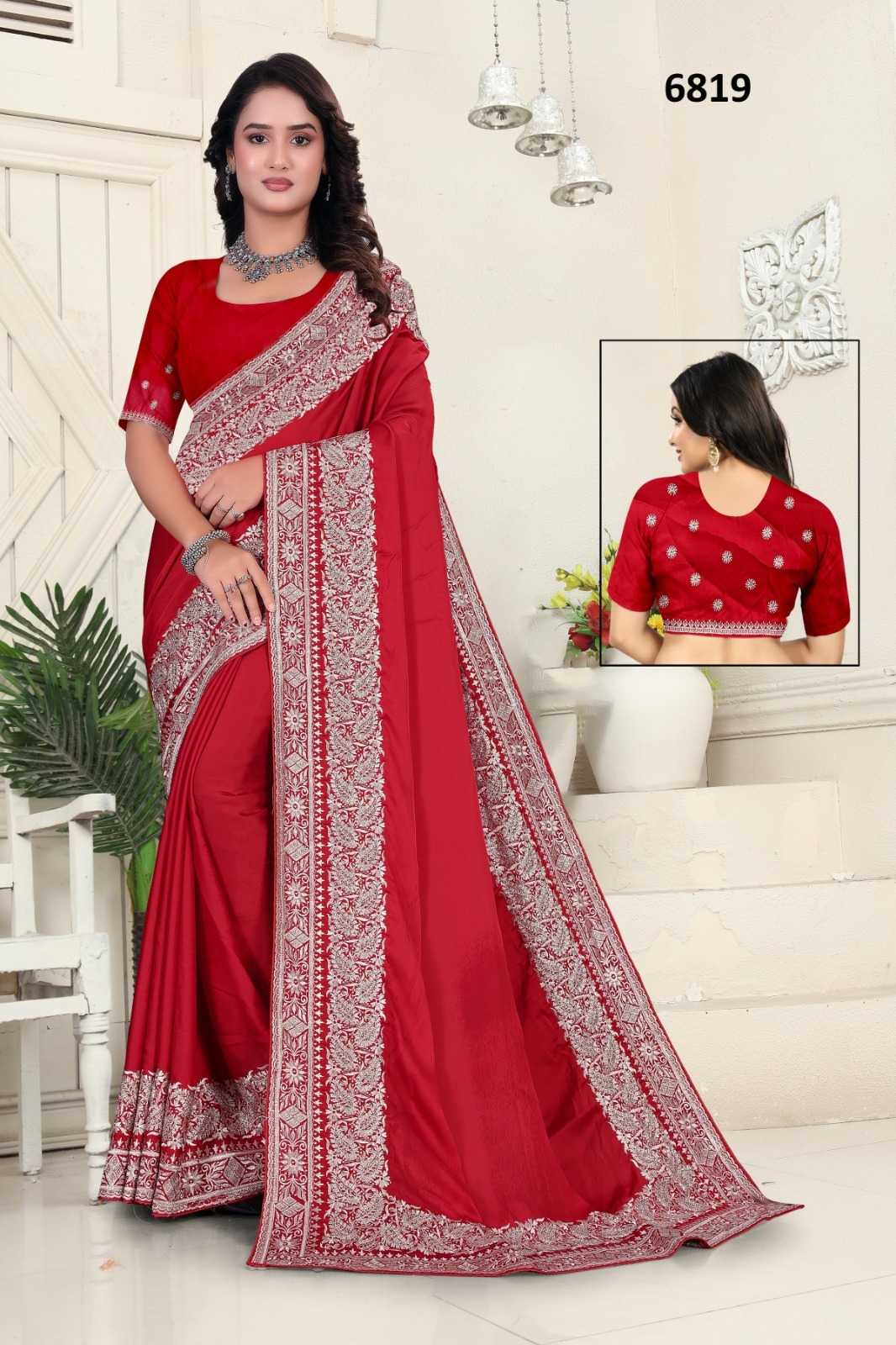 YNF Wholesale Satin Embroidered Sarees  | Surat Manufacturer