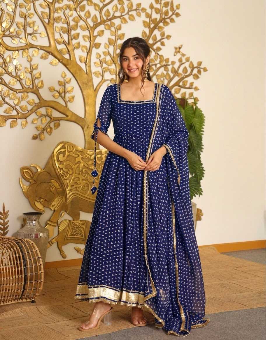 YNF Wholesale Faux Georgette Printed Gowns  | Surat Manufacturer