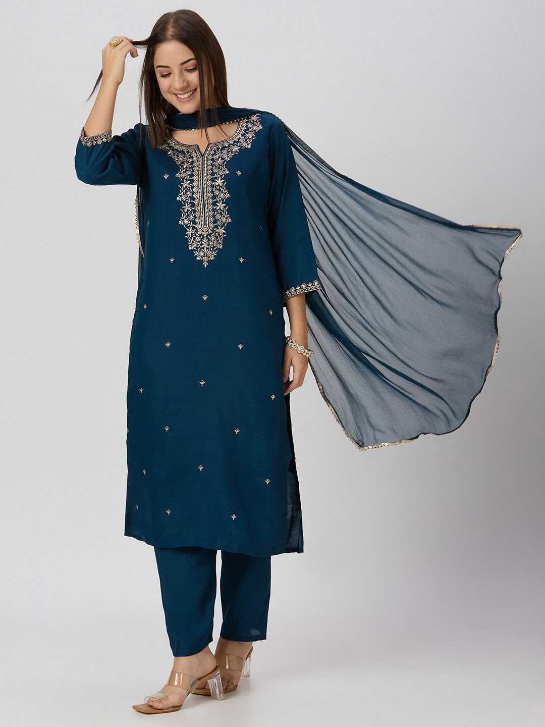 YNF Wholesale Heavy Roman Silk Embroidered Kurtis  | Surat Manufacturer
