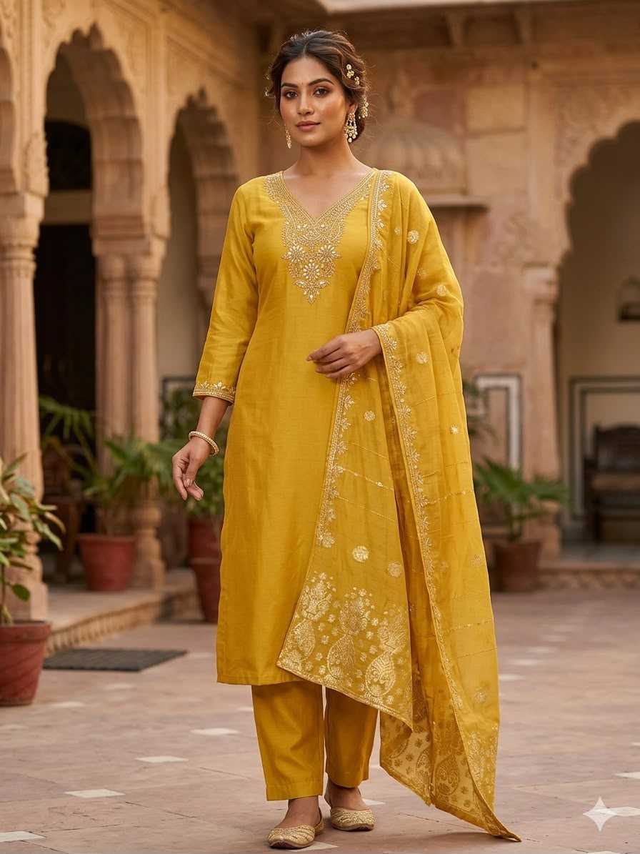 YNF Wholesale Heavy Roman Silk Embroidered Kurtis  | Surat Manufacturer