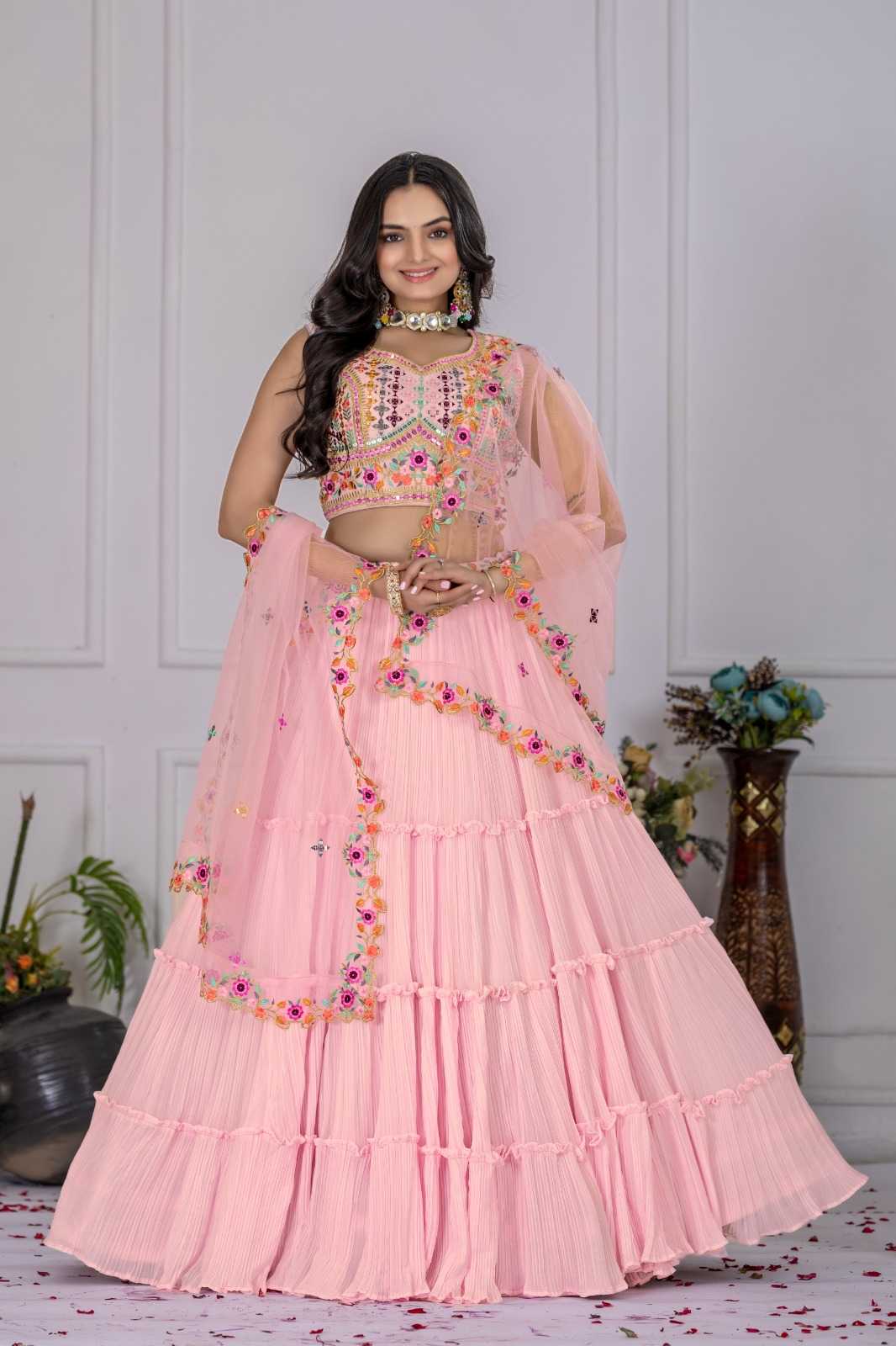 YNF Wholesale Faux Georgette Embroidered Lehenga  | Surat Manufacturer