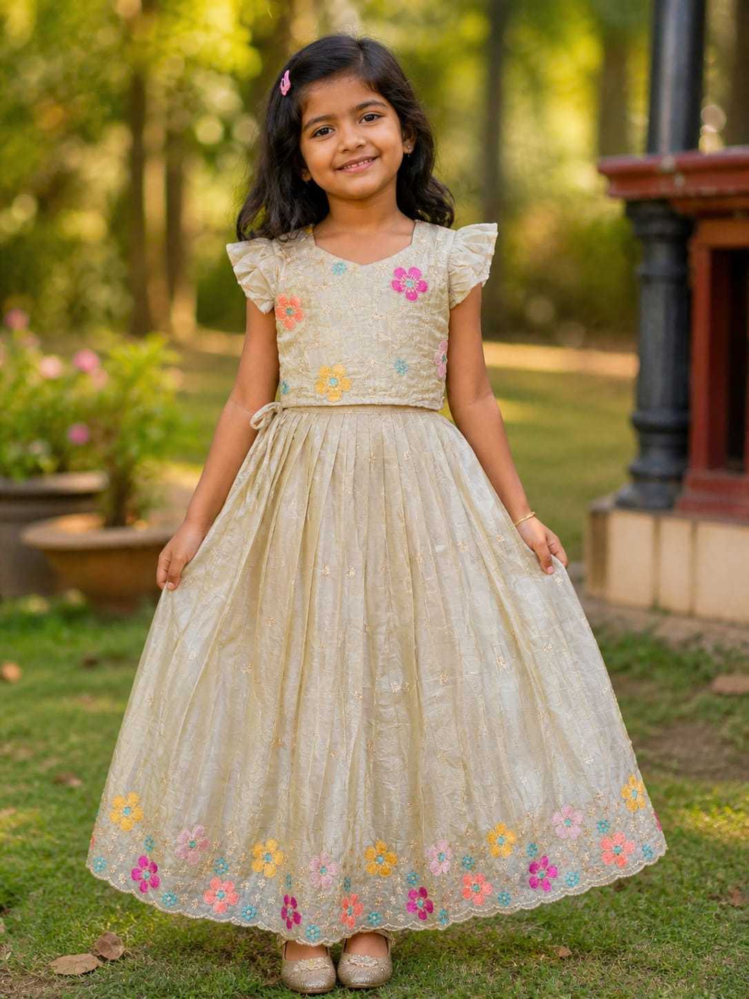 YNF Wholesale Soft Gold Crush Kids Lehenga  | Surat Manufacturer
