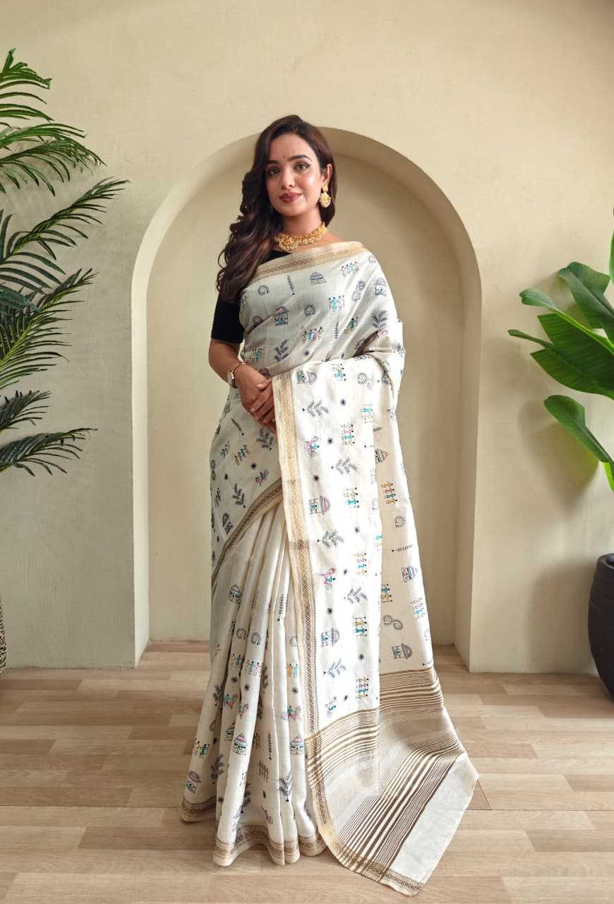 YNF Wholesale Tussar Silk Embroidered Sarees  | Surat Manufacturer