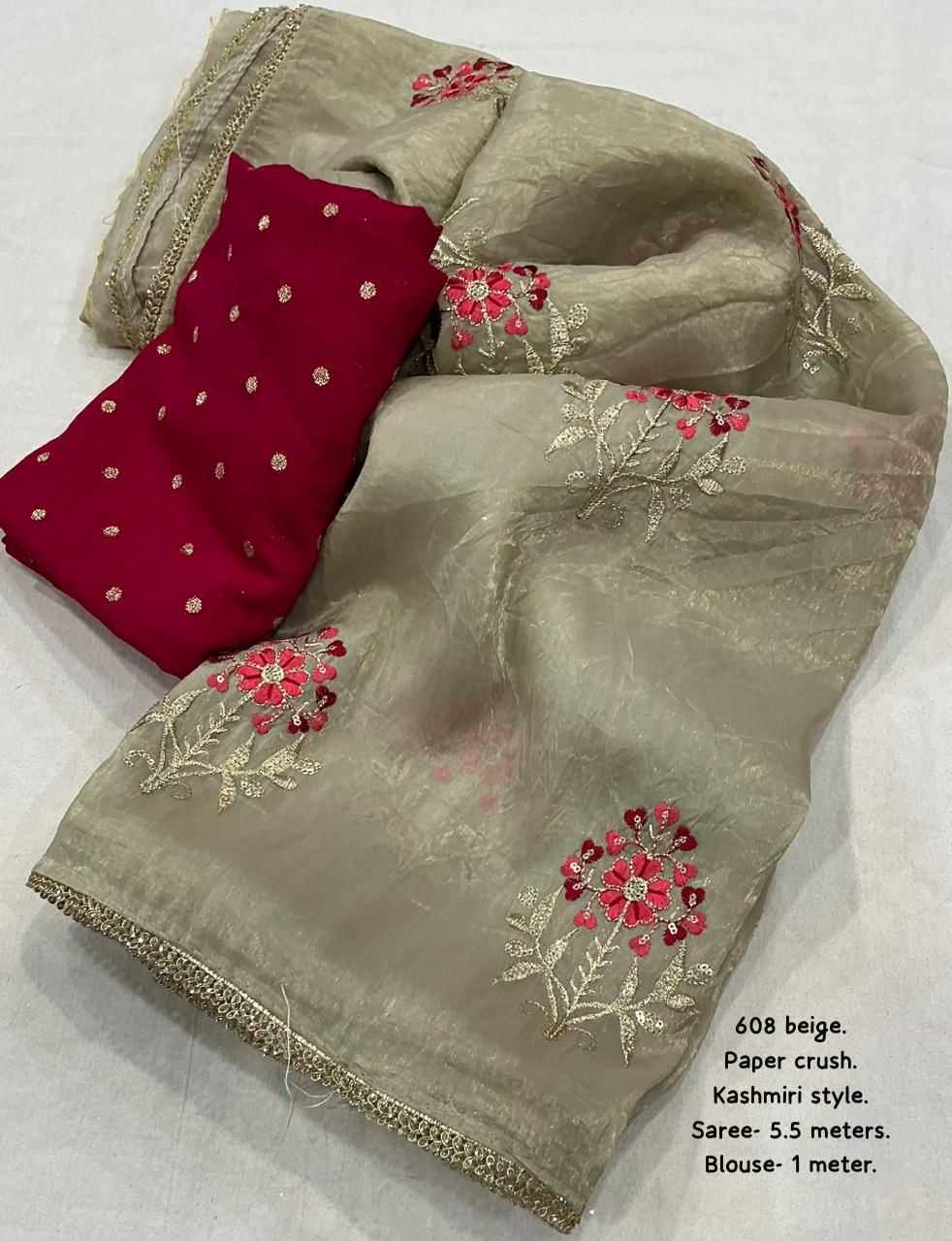 YNF Wholesale Crush Silk Embroidered Sarees  | Surat Manufacturer