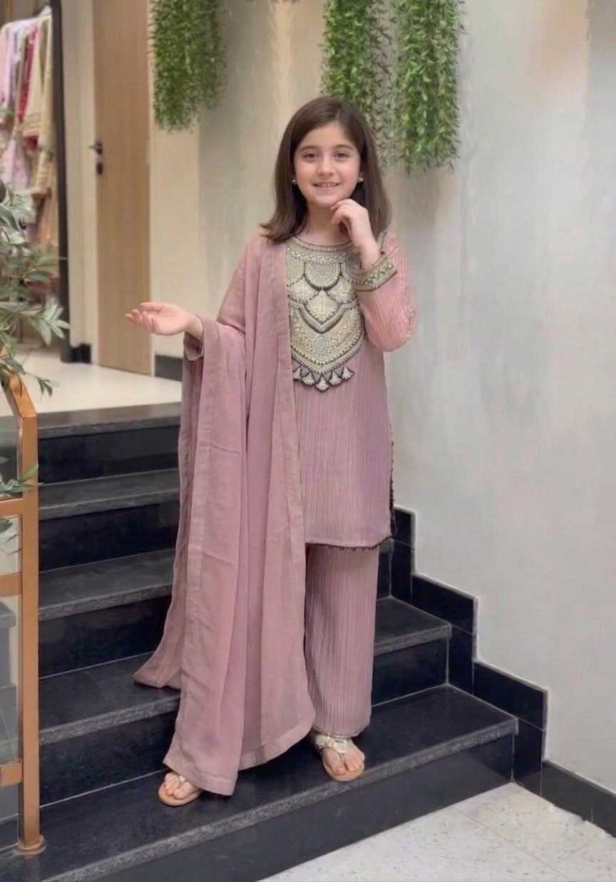 YNF Wholesale Crush Silk Kids Suit  | Surat Manufacturer