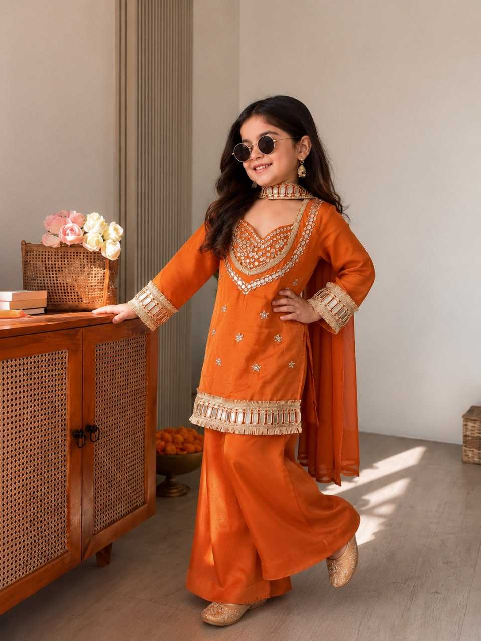 YNF Wholesale Chinon Silk Kids Suit  | Surat Manufacturer
