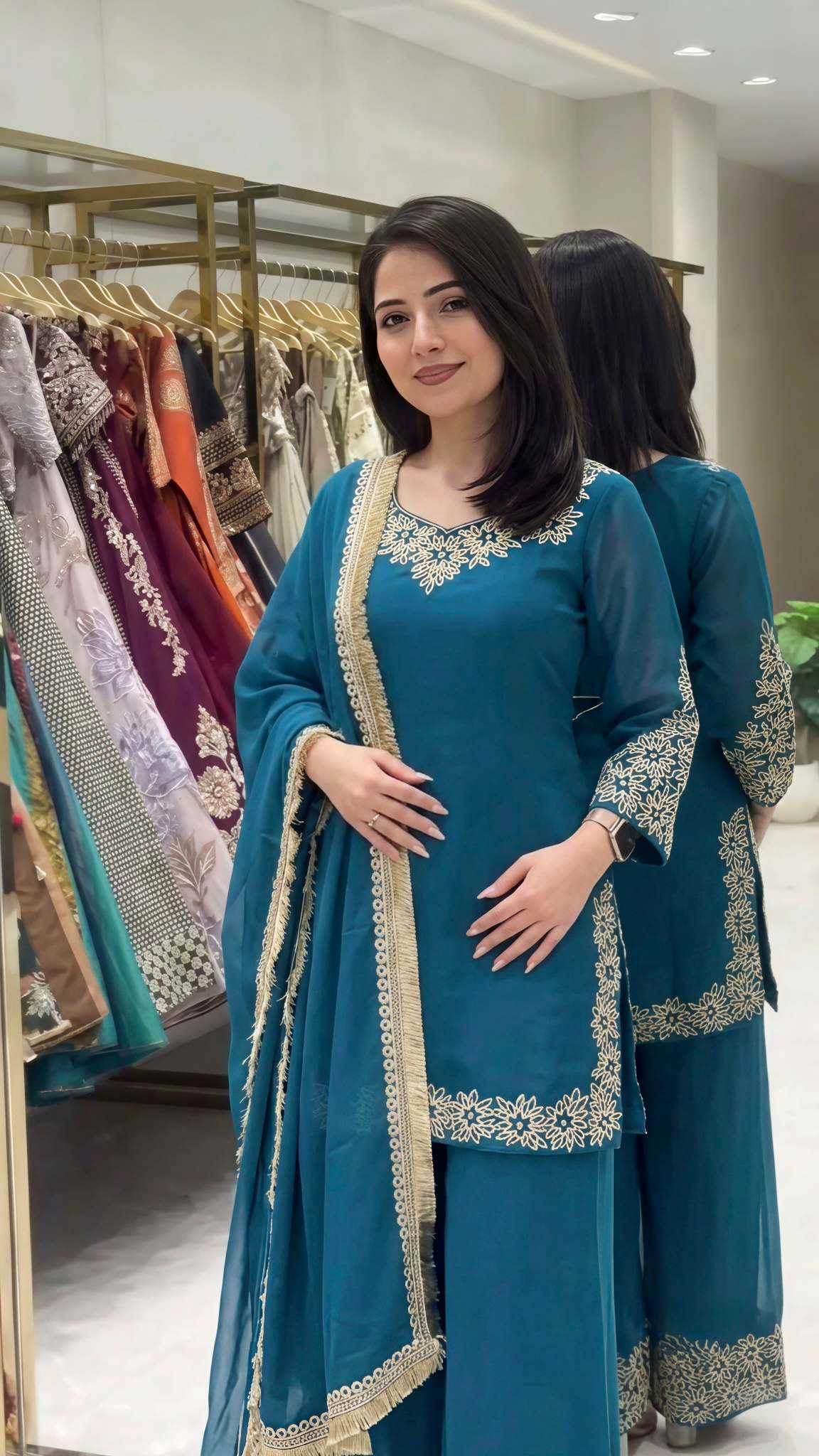 YNF Wholesale Faux Blooming Embroidery Suits  | Surat Manufacturer