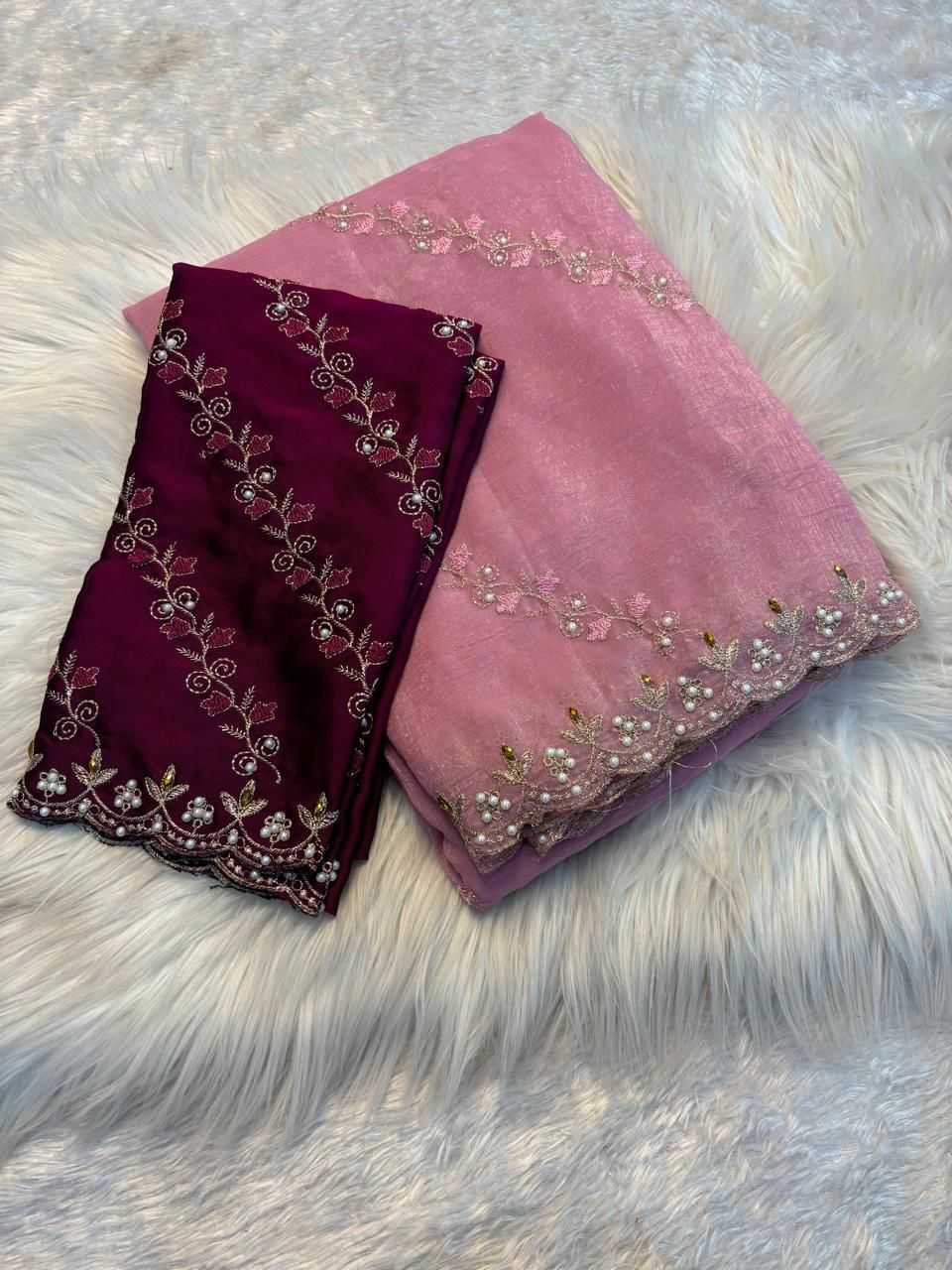 YNF Wholesale Crunchi Embroidered Sarees  | Surat Manufacturer